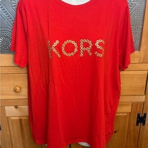 Michael Kors Red Tee with Gold Detailing